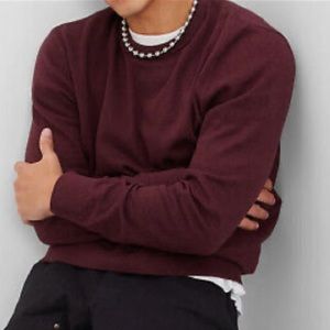 GAP Mainstay Crewneck Sweater in Aubergine Wine Burgundy Maroon Soft Shirt MED
